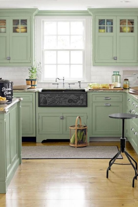 Here 10 Bright and Beautiful Paint Colors to Try for a Green Kitchen.